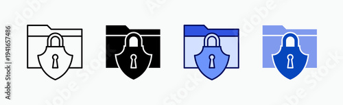 Confidential Files Icon Sheet Multiple Style Collection Isolated Vector