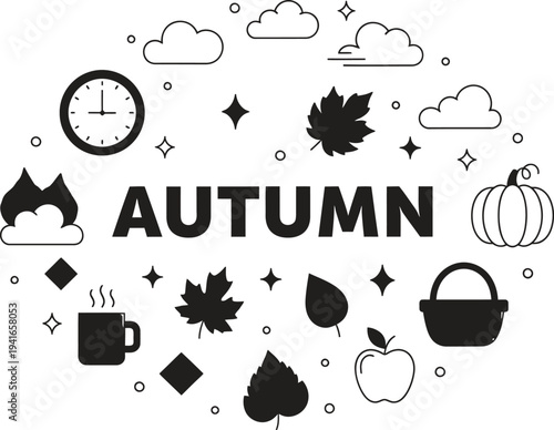 Autumn season icon collection
