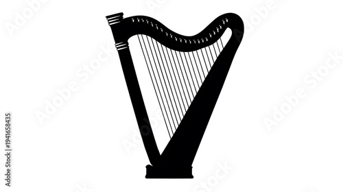 A sophisticated black and white of a harp, perfect for musical or artistic themed projects