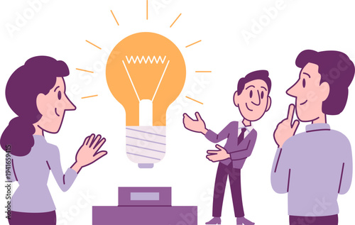 Startup Idea Investment Pitch Flat Vector Illustration