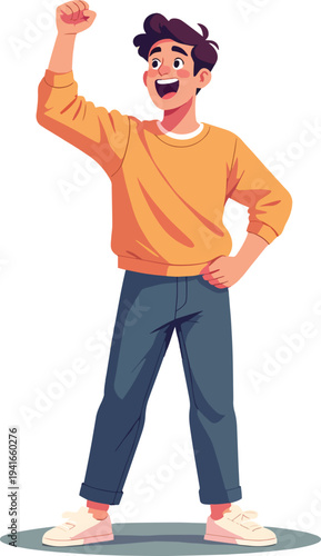 uomo o donna ragazzo o ragazza euforico vincita bello festa , balla o si sente bene vettoriale
