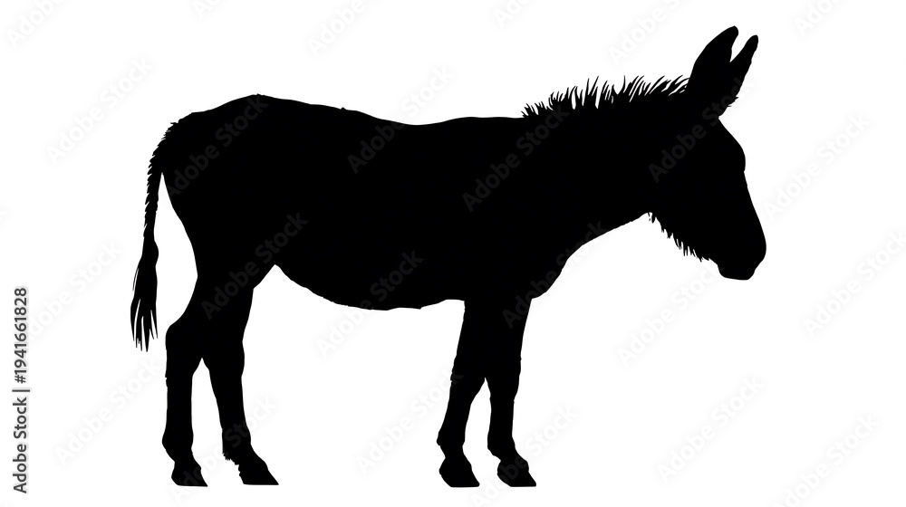 Obraz premium A silhouette of a donkey standing still on a surface