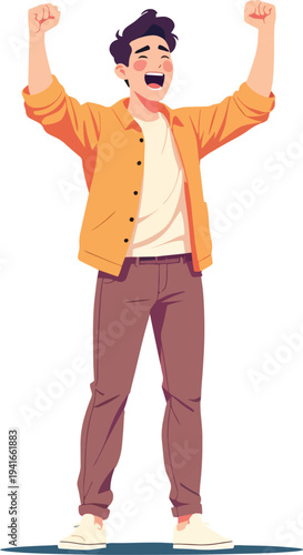 uomo o donna ragazzo o ragazza euforico vincita bello festa , balla o si sente bene vettoriale
