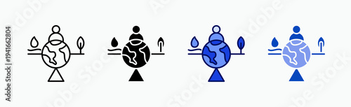 Stability Icon Sheet Multiple Style Collection Isolated Vector