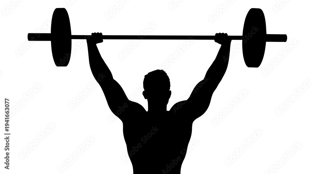Naklejka premium A silhouette of a muscular individual performing a weightlifting exercise