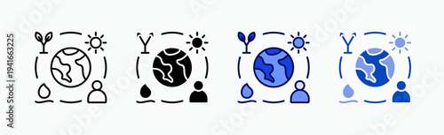 Biodiversity Icon Sheet Multiple Style Collection Isolated Vector