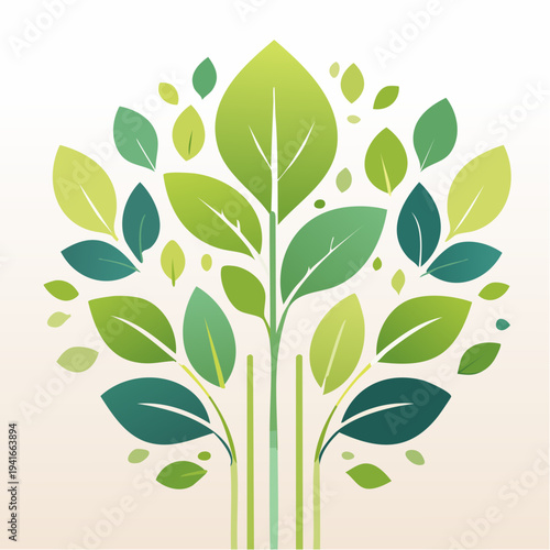 Vibrant green foliage illustration symbolizing natural growth, environmental harmony, and sustainable vitality