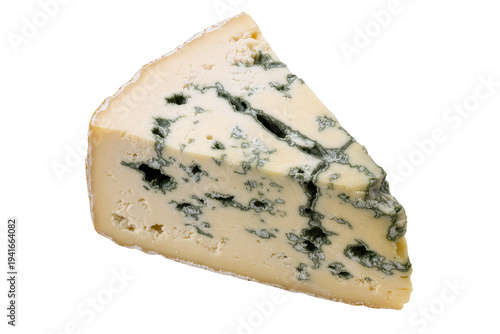 Tableau sur toile Delicious wedge of gourmet blue cheese, featuring distinctive green mold veins,