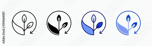 Renewal Icon Sheet Multiple Style Collection Isolated Vector