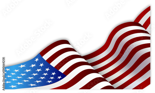 American flag white background, vector