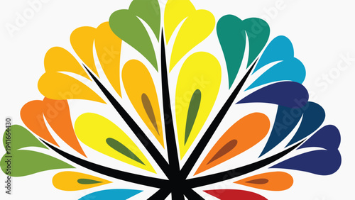 Colorful tree logo vector, rainbow leaf icon