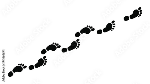 human footprints trail icon representing walking path travel journey steps movement direction and progress simple vector illustration