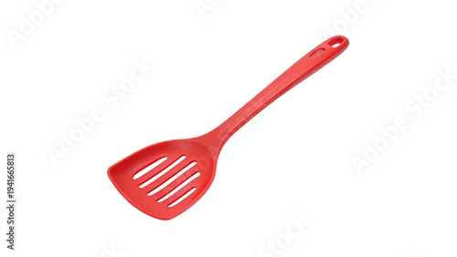 Foto Red plastic spatula isolated on transparent background cut out