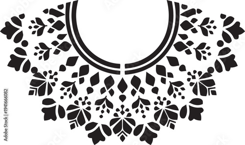 Elegant floral neckline embroidery design for ethnic women fashion apparel and textile pattern art.