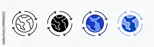 Ecosystem Icon Sheet Multiple Style Collection Isolated Vector