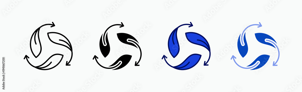 Obraz premium Recycle Icon Sheet Multiple Style Collection Isolated Vector