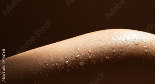 Close up of smooth, damp skin featuring gentle highlights and soft shadows, symbolizing pure, effortless beauty and natural allure ,dew ,abstract ,pure