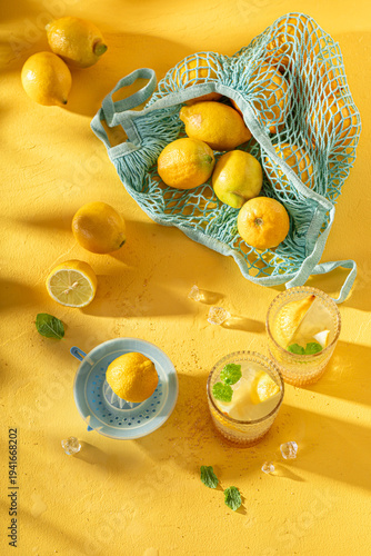 Healthy and cold lemonade a...