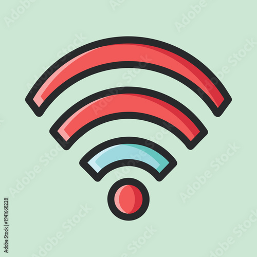 Stylized vector illustration of a WiFi signal icon with a light green background