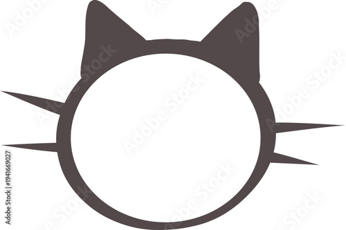 Empty cute cat or dog, pet frame speech bubble with ears and tail, border with paw print. Doodle sketch hand drawn elements. Footprint badge, border divider. 