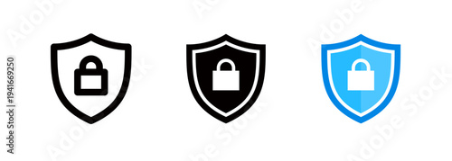 Network security shield icon, antivirus software logo