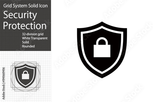 Network security shield icon, antivirus software logo