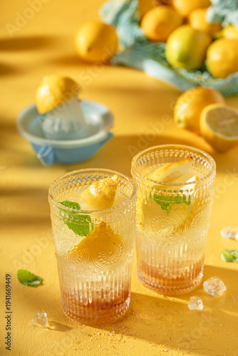 Healthy and cold lemonade w...