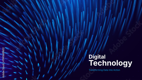 Data Transmission Technology Background: Futuristic Optical Fiber Illustration Depicting Real-Time Digital Communication Flow. Abstract Data Flow Network Cable Vector.
