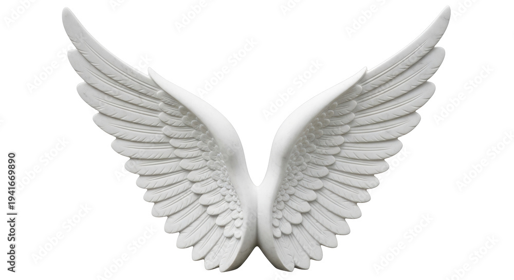 Fototapeta premium Isolated angel wings for design elements, symbol of freedom, hope, peace, and spirituality