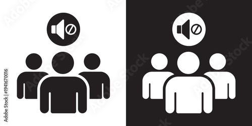 Obraz na plátně Group of people icon featuring a mute icon