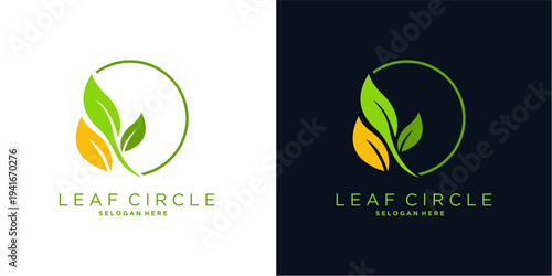 Modern green leaf circle logo design representing nature, eco friendly brand, organic products, environmental sustainability, and natural business identity in minimal flat style.