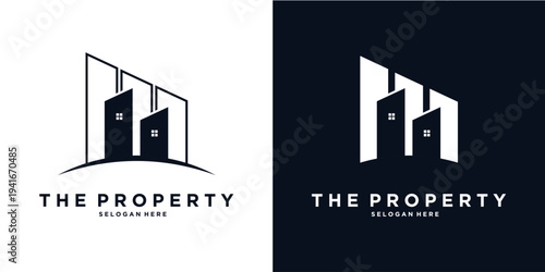 Modern building logo design for real estate, property company, construction business, architecture firm, and housing development branding.