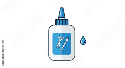 Vector illustration of a glue bottle and drop
