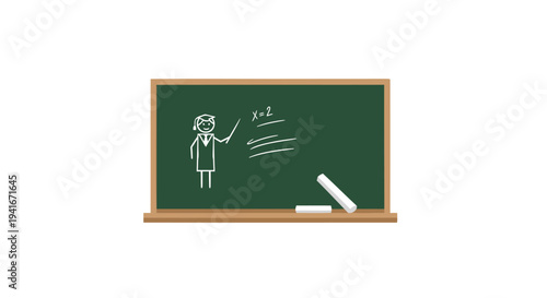 Vector illustration of teacher on blackboard