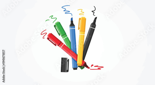 Set of colorful markers vector illustration