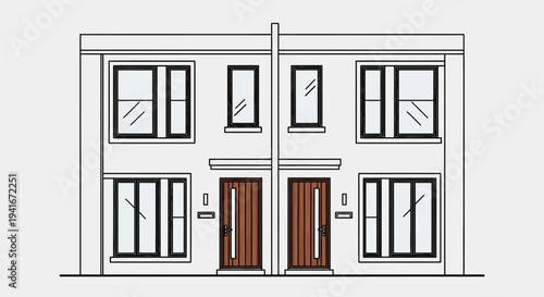 Detailed Architectural Drawing of Modern Building Facade.