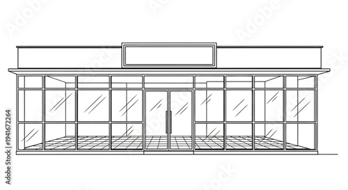 Detailed Architectural Drawing of Modern Building Facade.
