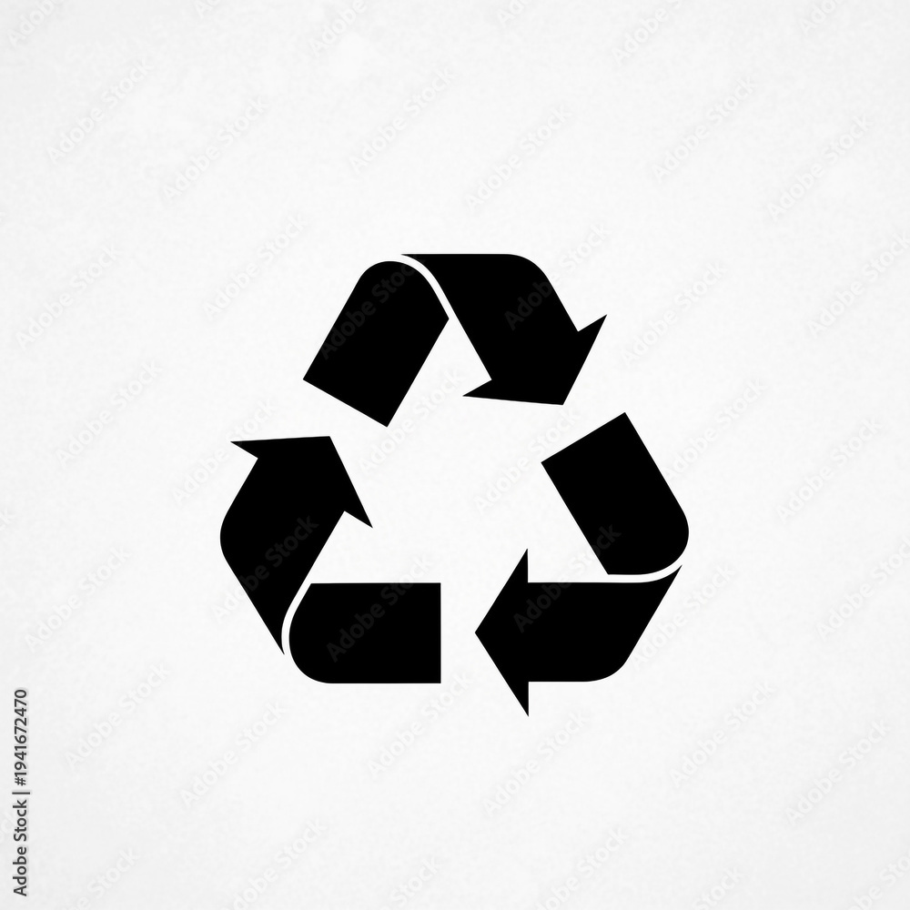 Obraz premium Black recycling symbol on white background, eco friendly logo