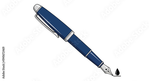 Vector illustration of a blue fountain pen