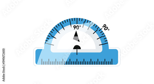 Vector protractor icon, blue and white