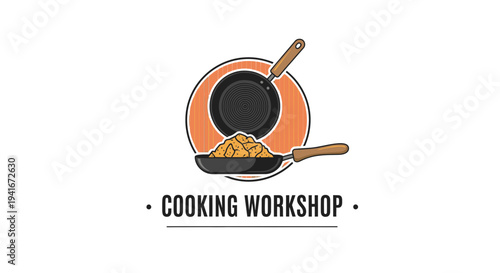 Cooking Workshop Frying Pan Illustration Design.