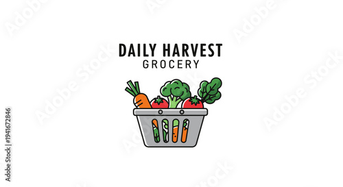 Grocery Basket with Fresh Vegetables and Fruits 1.