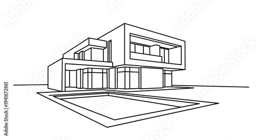 Modern House Sketch Design Illustration Architecture.