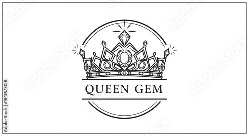 Queen Gem Crown Logo Design Illustration.