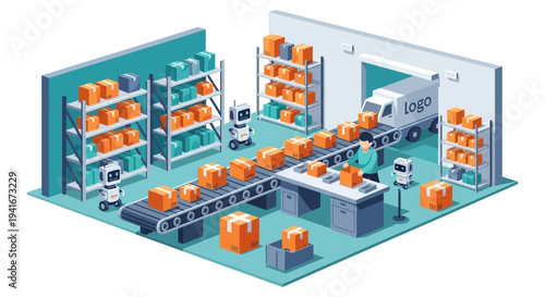 Automated Warehouse Logistics: Robots, Human Workers, and Smart Inventory Management