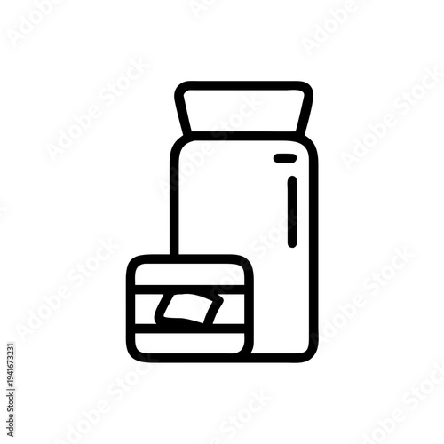Bottle of pills with a single tablet removed from the blister pack isolated on white background, Vector
