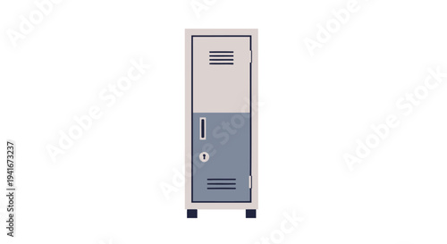 Vector illustration of a gray and beige school locker