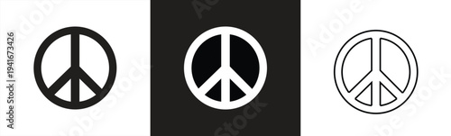 Set of Peace symbols vector icons on white background. World peace sign. Vector 10 EPS.