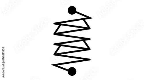 A simple black and white line drawing depicting a coiled spring with connection points at both ends, often used in mechanical diagrams.