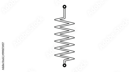 Simple Linear Spring Coil Element on Isolated White Background